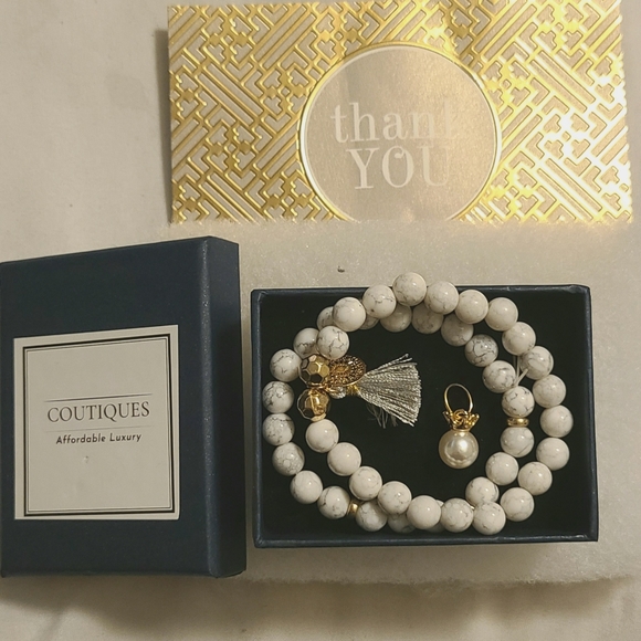 White Howlite Gemstone Crystal Bracelets - Picture 3 of 5